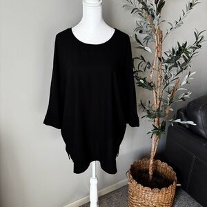 Anne Klein Elegant Black Dolman Sleeve Blouse